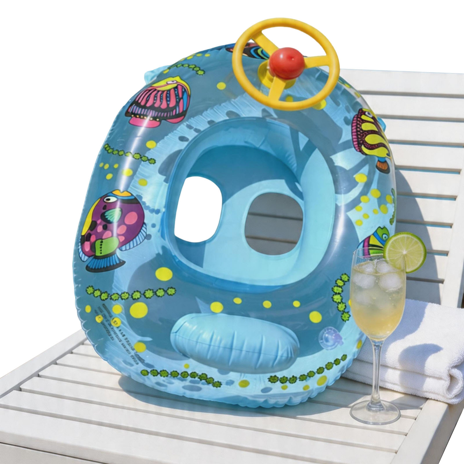 Baby Swimming Floater - PVC製ベビー用インフレータブル水泳リング、ハンドル付き転倒防止水泳フロートサークル、子供用厚みのある幅広エアバッグ