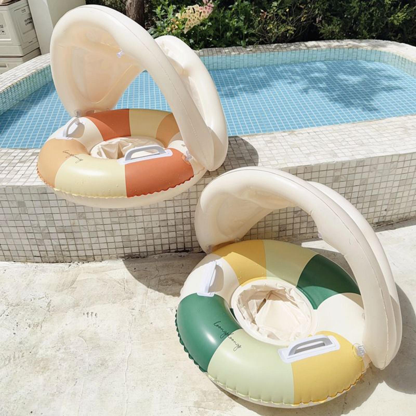 Baby Swimming Floater - ベビープールフロートリングベビーインフレータブルスイミングプールフロートリングキャノピー付き折りたたみ式プール浴槽おもちゃベビー安全シート用