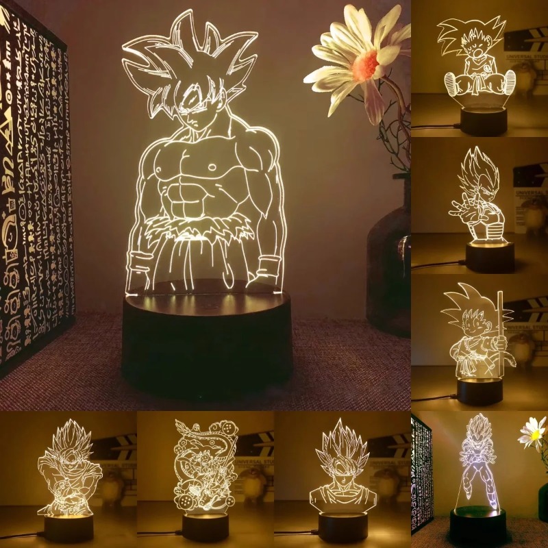 Baby Yoda Products - ドラゴンボール Z アニメ 3D LED ナイトライト超サイヤ人ベジータ悟空ブロリーキャラクターデスクランプ子供の寝室の装飾ホリデーギフト