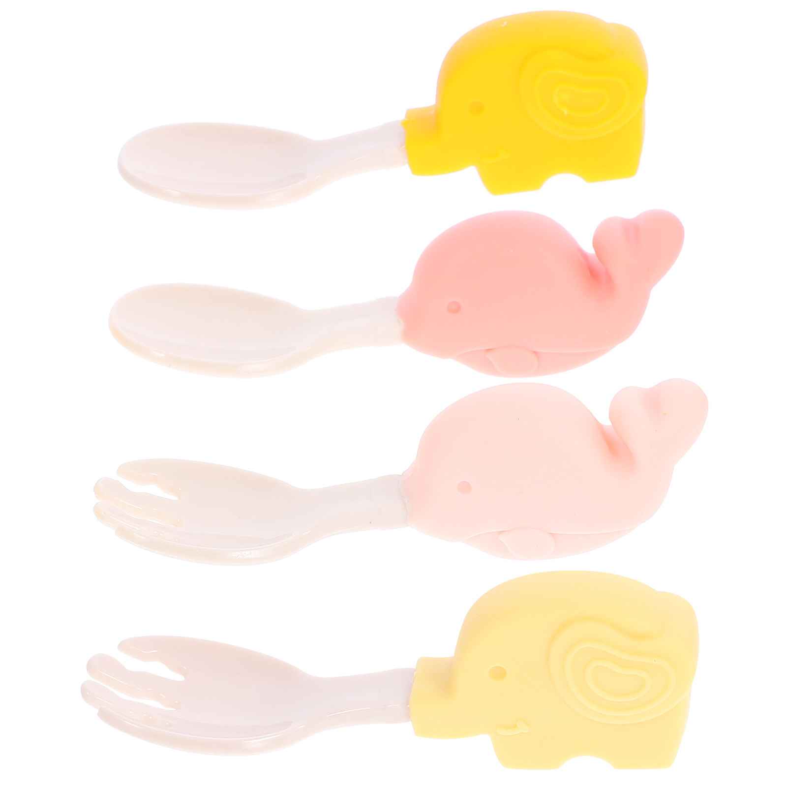 Baby Led Weaning Set - 2個セットのベビー用スプーンとフォーク。人間工学に基づいた設計で、幼児の食事練習に最適。LEDライト付きで、離乳食の時期に役立ちます。