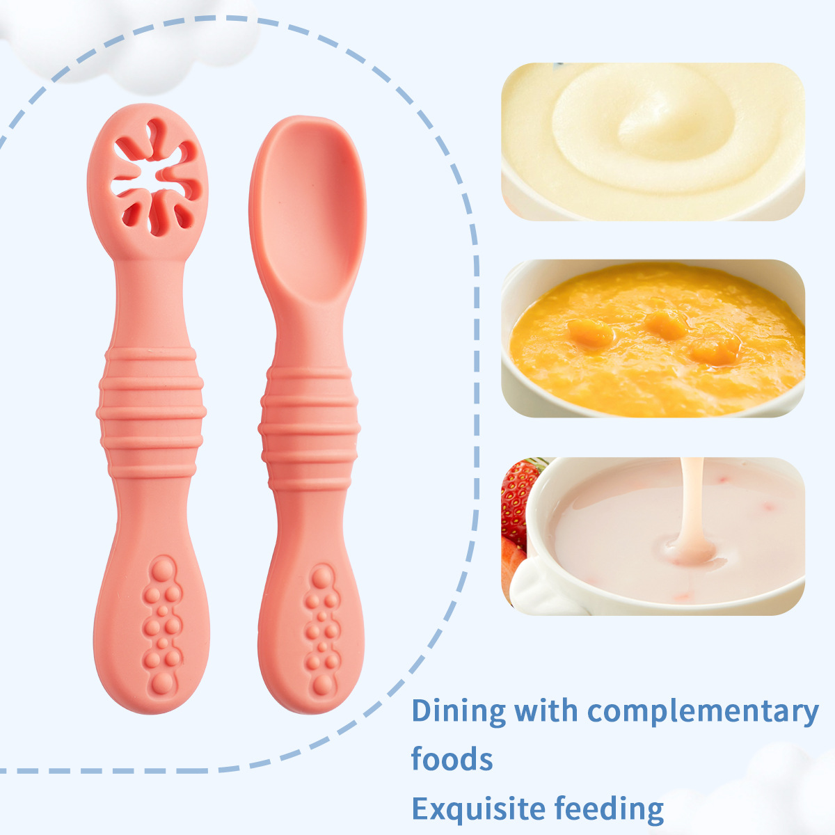 2 ピース/セットシリコーンベビースプーン第一段階器具ベビー - Baby Led Weaning Set のレビューと価格