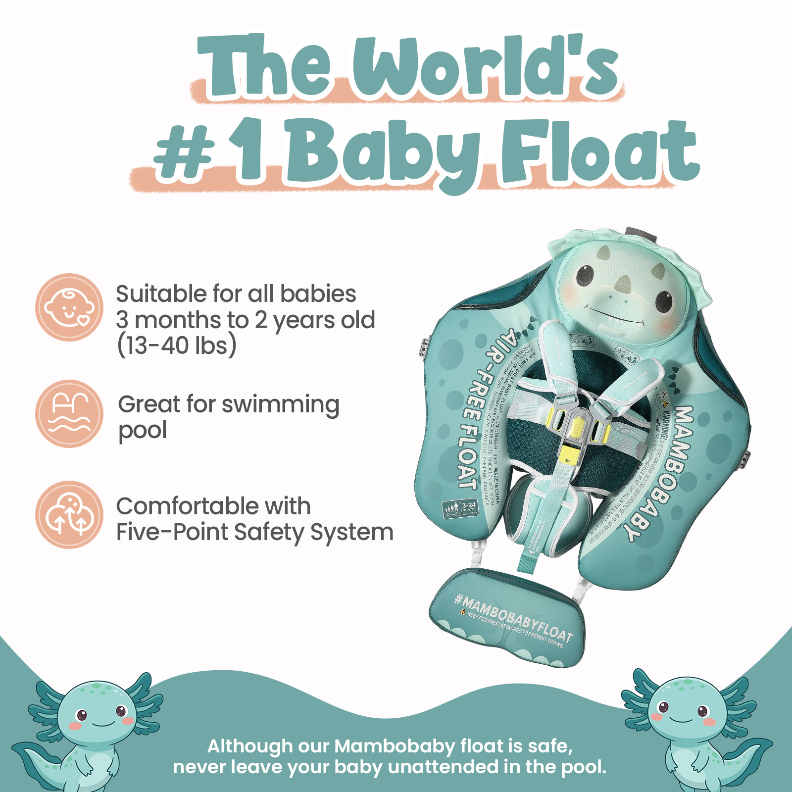 マンボベビー フロート 滑り止め安全ハーネス付き キャノピー - Baby Swimming Floater のレビューと価格
