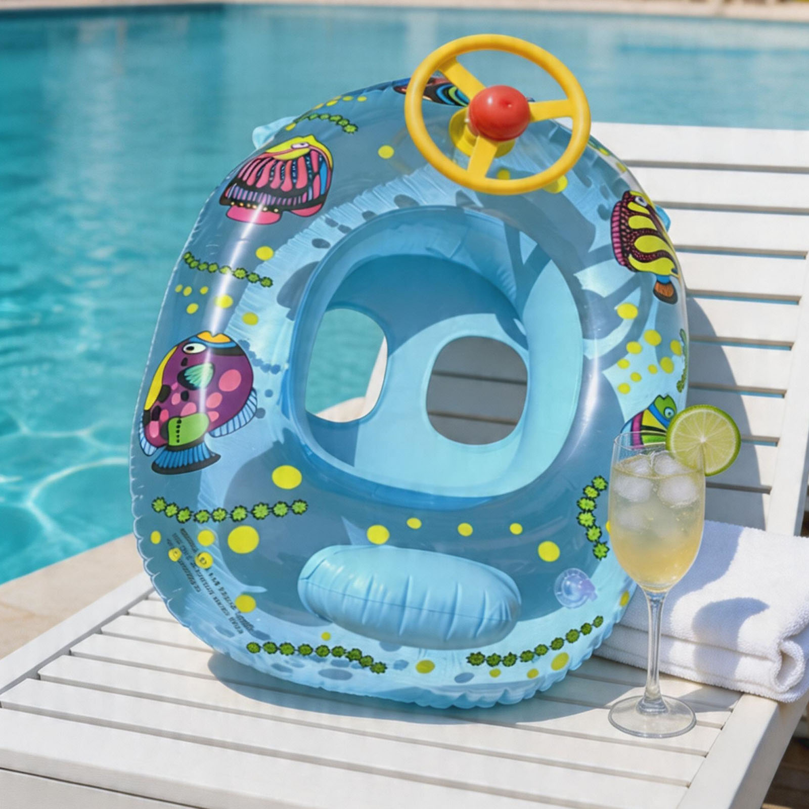 PVC製ベビー用インフレータブル水泳リング、ハンドル付き転倒 - Baby Swimming Floater のレビューと価格