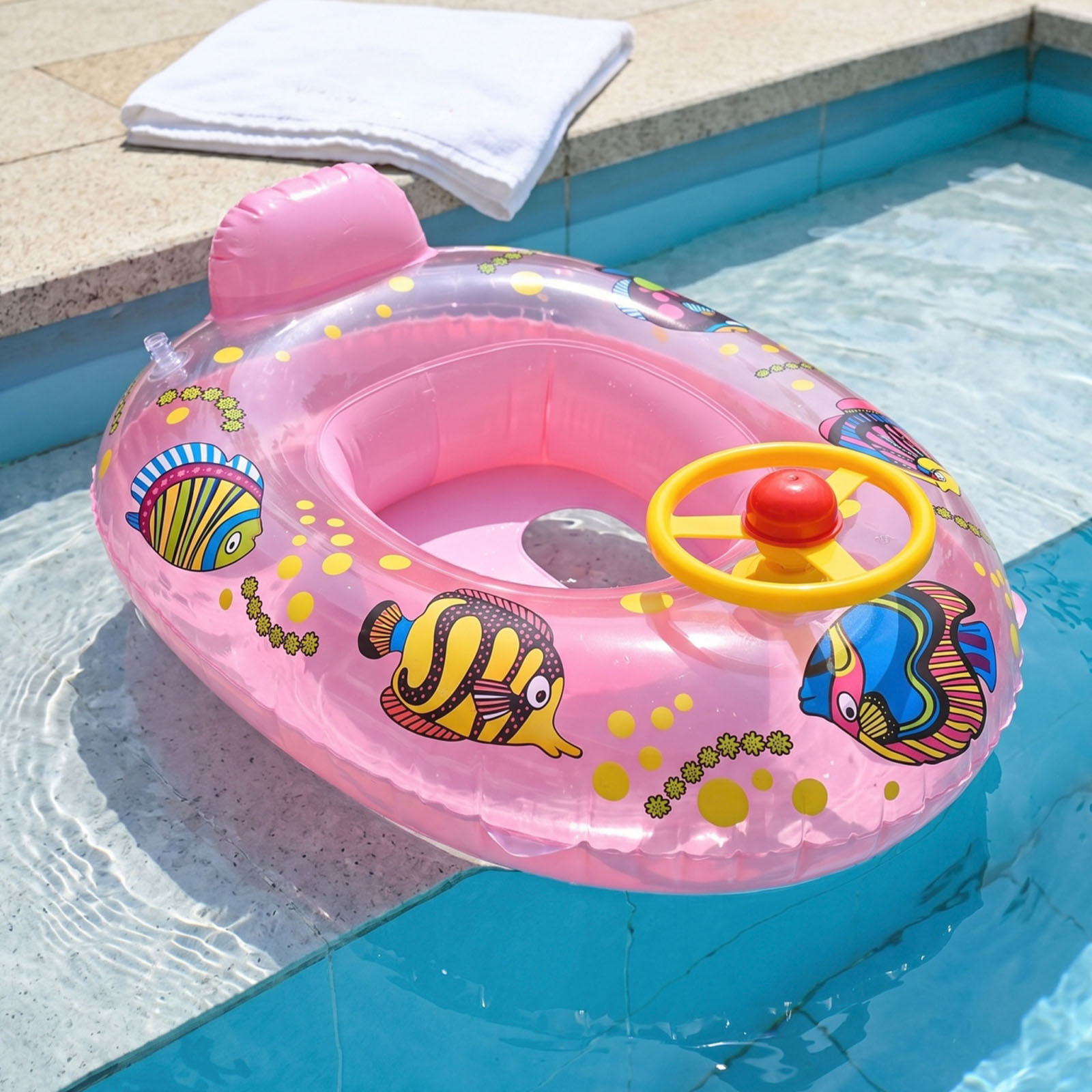 PVC製ベビー用インフレータブル水泳リング、ハンドル付き転倒 - Baby Swimming Floater のレビューと価格