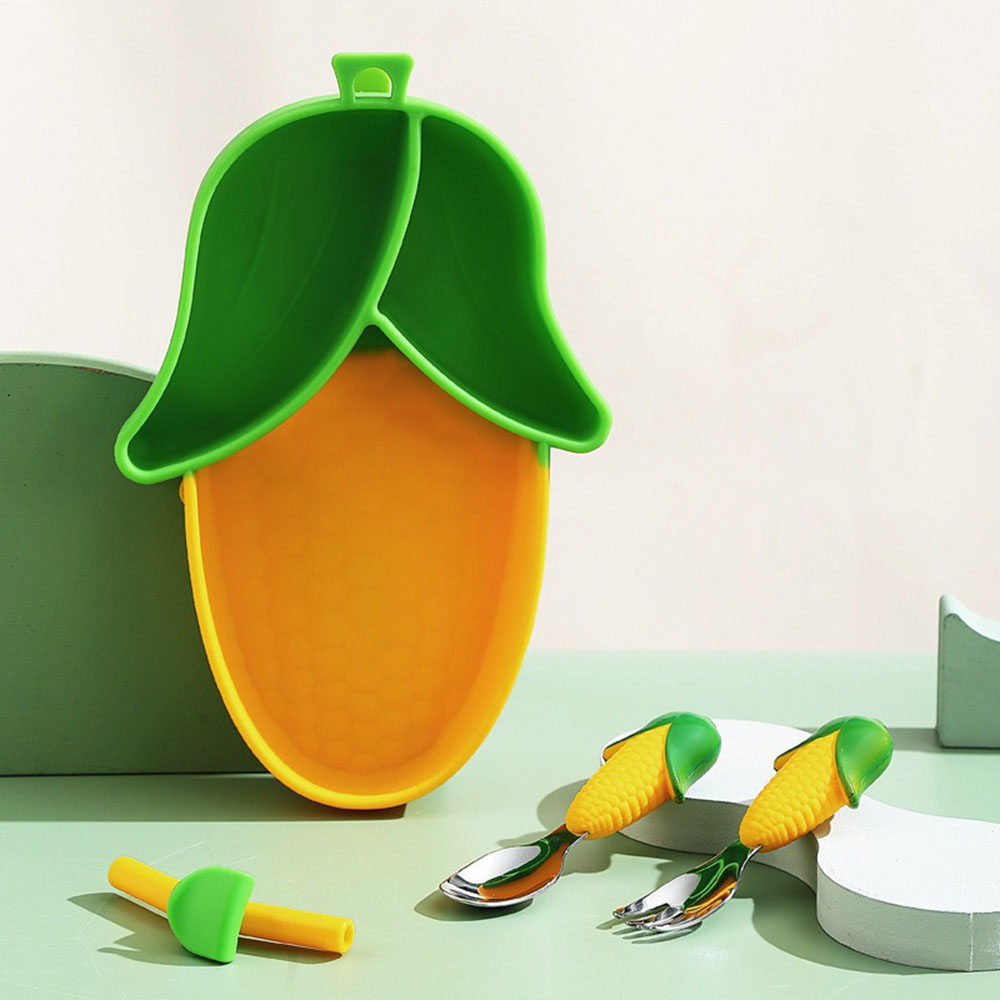 新品のかわいい漫画柄シリコン吸盤プレートセット、フォークとス - Baby Led Weaning Set のレビューと価格