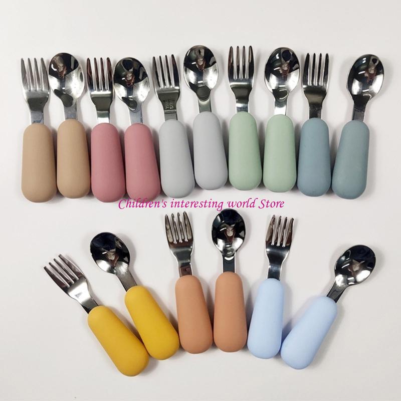 ベビーフォーク＆スプーンセット2PCS幼児シリコントレーニン - Baby Led Weaning Set のレビューと価格