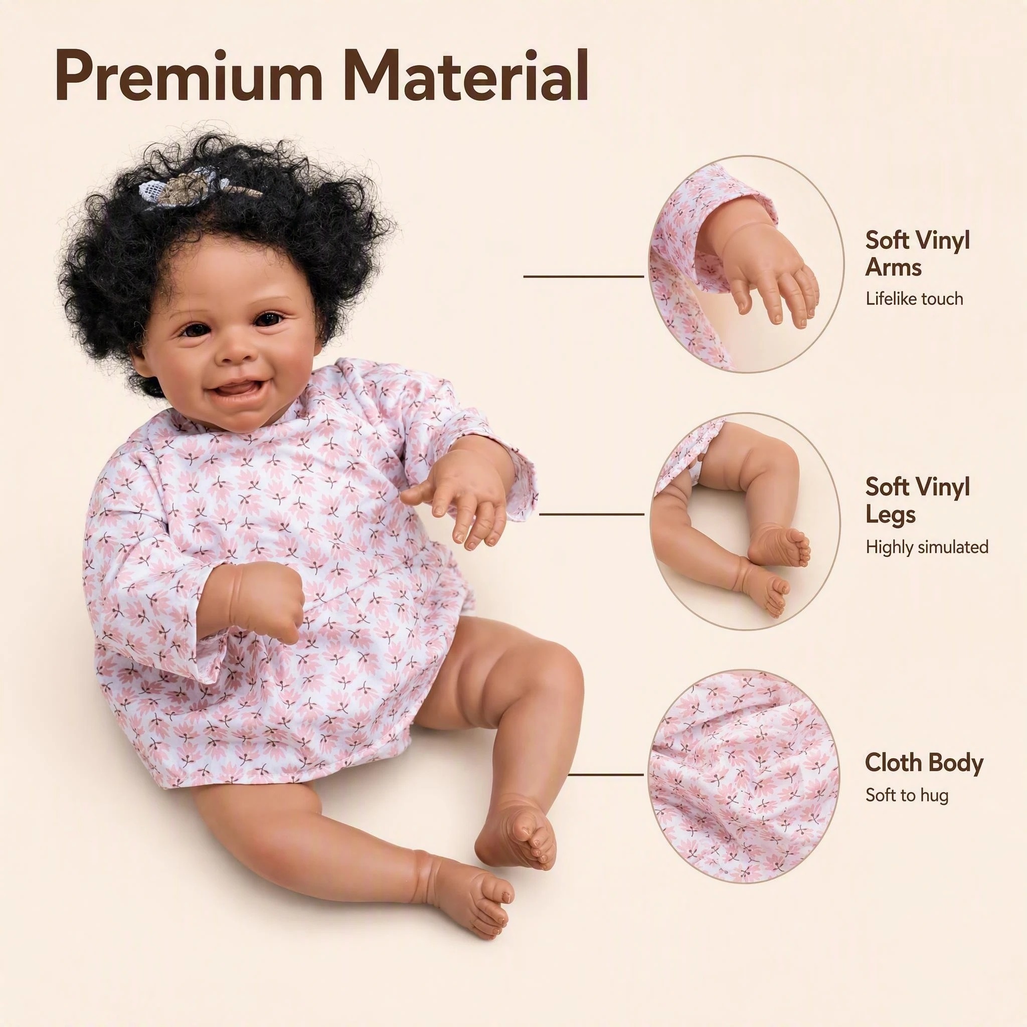 NPK 19インチのリアルなハーパー・ベベ人形。濃い肌の色で - Baby Products Trending のレビューと価格